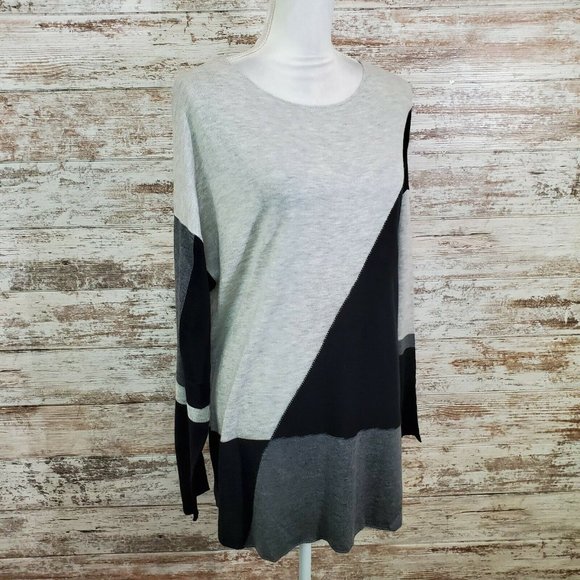 INC International Concepts Heather Grey Block Swea - Picture 1 of 9